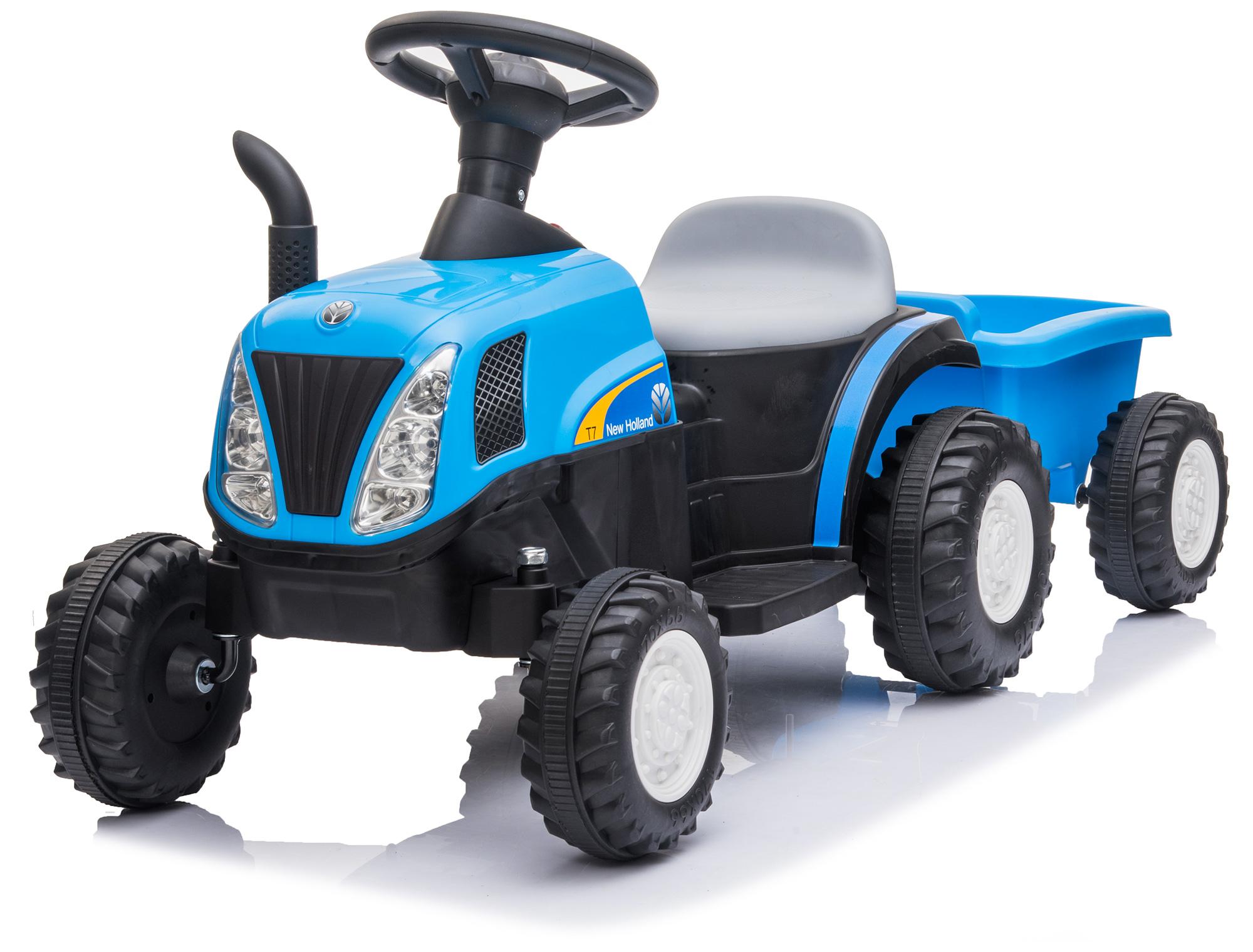 Trattore Elettrico per Bambini 6V con Rimorchio New Holland Azzurro