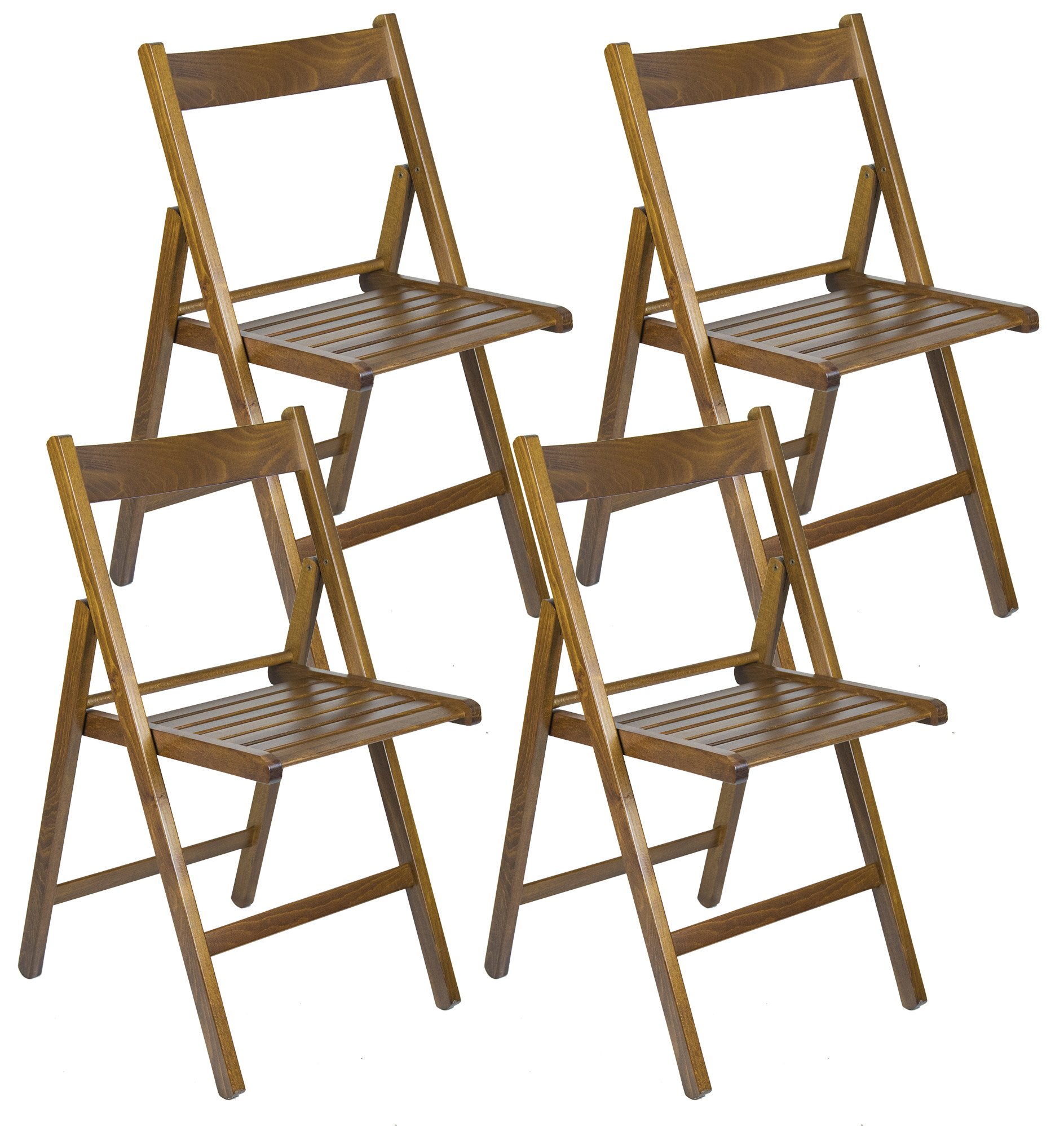 Image of Set 4 Sedie Pieghevole 47,5x42,5x45/79 cm in Legno di Faggio FSC Noce
